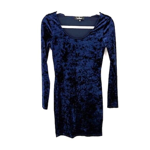 Lulus “True Story” Navy Blue Velvet Long Sleeve Bodycon Dress – Small NWOT - Picture 3 of 7